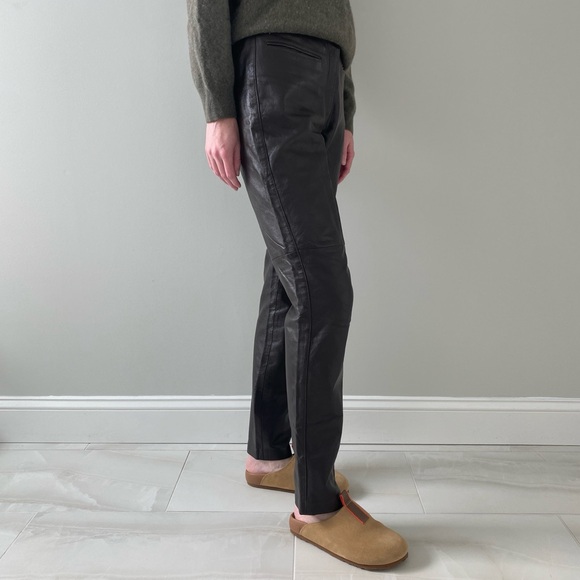 100% Leather Chocolate Brown Pants - Picture 1 of 8